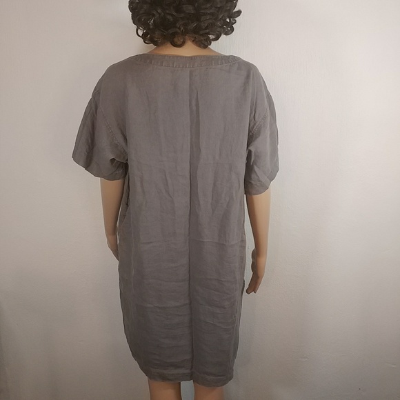 Grey 100% linen sheath dress. - Picture 3 of 11